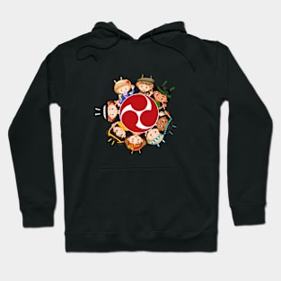 Colorful Taiko Kids Red Mitsudomoe Symbol Hoodie